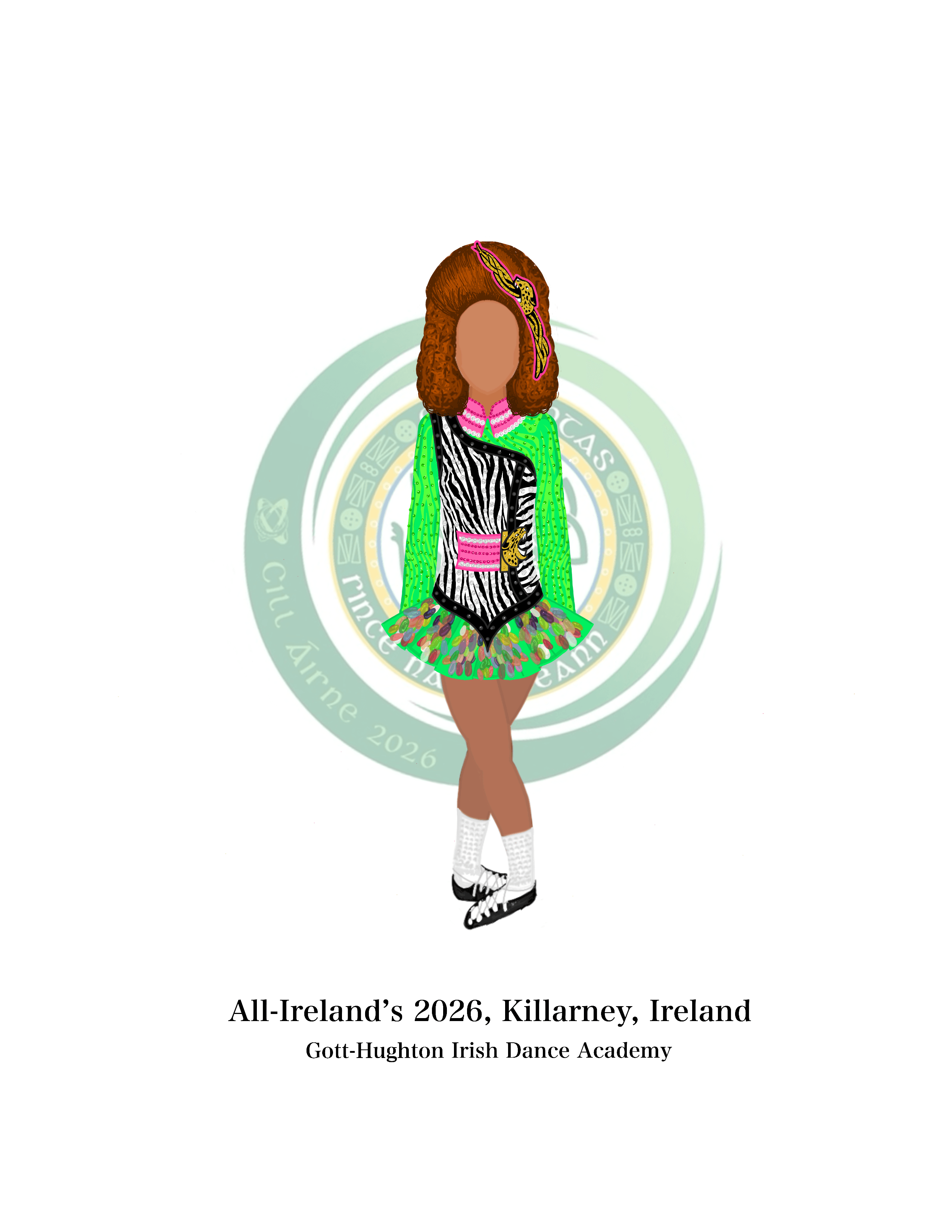 One of the bulk drawings created for the Gott-Hughton dancers attending All Irelands